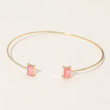SECRET BOX_Minimal Rectangular Stone Cluster Tip Cuff Bracelet