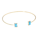 SECRET BOX_Minimal Rectangular Stone Cluster Tip Cuff Bracelet