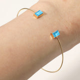 SECRET BOX_Minimal Rectangular Stone Cluster Tip Cuff Bracelet