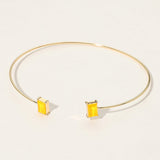 SECRET BOX_Minimal Rectangular Stone Cluster Tip Cuff Bracelet