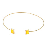SECRET BOX_Minimal Rectangular Stone Cluster Tip Cuff Bracelet