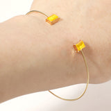 SECRET BOX_Minimal Rectangular Stone Cluster Tip Cuff Bracelet