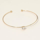 SECRET BOX_Minimal Heart Stone Cluster Accent Cuff Bracelet