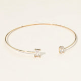 SECRET BOX_Minimal Rectangular Oval Stone Cluster Tip Cuff Bracelet