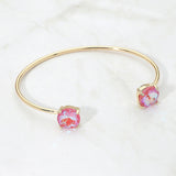 Faceted Round Stone Cluster Tip Cuff Bracelet