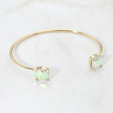 Faceted Round Stone Cluster Tip Cuff Bracelet