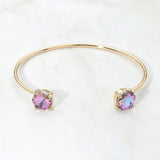 Faceted Round Stone Cluster Tip Cuff Bracelet
