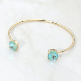Faceted Round Stone Cluster Tip Cuff Bracelet
