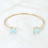 Faceted Round Stone Cluster Tip Cuff Bracelet