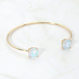 Faceted Round Stone Cluster Tip Cuff Bracelet