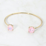 Faceted Round Stone Cluster Tip Cuff Bracelet
