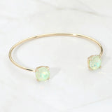 Faceted Round Stone Cluster Tip Cuff Bracelet