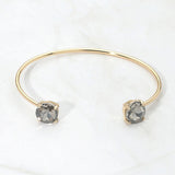 Faceted Round Stone Cluster Tip Cuff Bracelet