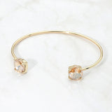 Faceted Round Stone Cluster Tip Cuff Bracelet