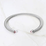 Stone Tip Twisted Cable Cuff Bracelet
