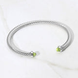Stone Tip Twisted Cable Cuff Bracelet