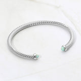 Stone Tip Twisted Cable Cuff Bracelet