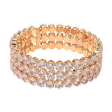 Triple Row Round Stone Cuff Bracelet