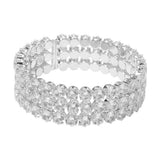 Triple Row Round Stone Cuff Bracelet