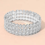 Triple Row Round Stone Cuff Bracelet