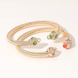 2PCS - Stone Tip Twisted Cuff Bracelet