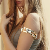 Stone Cluster Embellished Split Arm Cuff Bracelet