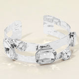 Stone Cluster Embellished Split Arm Cuff Bracelet