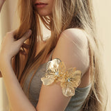 Stone Accent Metal Filigree Flower Arm Cuff Bracelet