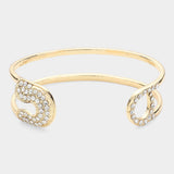 Stone Paved Tip Safety Pin Cuff Bracelet