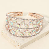 Marquise Stone Accented Cuff Evening Bracelet