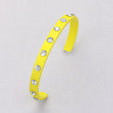 Round Stone Embellished Colored Cuff Bracelet