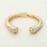 Pearl Tip Accent Hinged Cuff Bracelet
