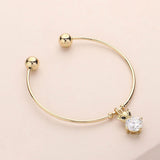 Owl Crystal CZ Stone Charm Owl Cuff Bracelet