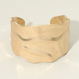 Wide Textured Metal Cuff Bracelet