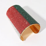 Wide Color Block Rhinestone Paved Arm Cuff Bracelet