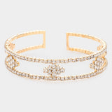 Rhinestone Marquise Accented Cuff Evening Bracelet