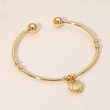 SECRET BOX_Stainless Steel Shell Charm Cuff Bracelet