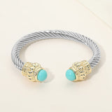 Stone Tip Twisted Cable Cuff Bracelet