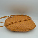 Woven Pattern Crossbody Bag with Metallic Handle