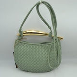 Woven Pattern Crossbody Bag with Metallic Handle