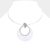 Hollow Round Mother of Pearl Metal Choker Necklace