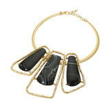 Bold Geometric Triple Stone Accent Choker Necklace