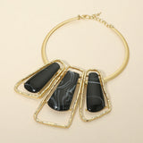 Bold Geometric Triple Stone Accent Choker Necklace