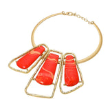 Bold Geometric Triple Stone Accent Choker Necklace