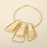 Bold Geometric Triple Stone Accent Choker Necklace