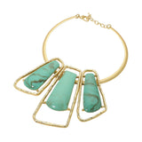 Bold Geometric Triple Stone Accent Choker Necklace