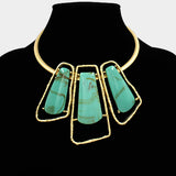 Bold Geometric Triple Stone Accent Choker Necklace