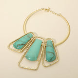 Bold Geometric Triple Stone Accent Choker Necklace