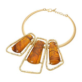 Bold Geometric Triple Stone Accent Choker Necklace