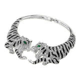 Bold Rhinestone Embellished Tiger Hinged Choker Necklace